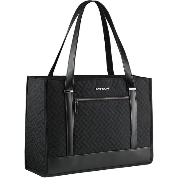 Handbags - Waterproof Women’s Business Office Bag Quilted Black Laptop Tote Elegant